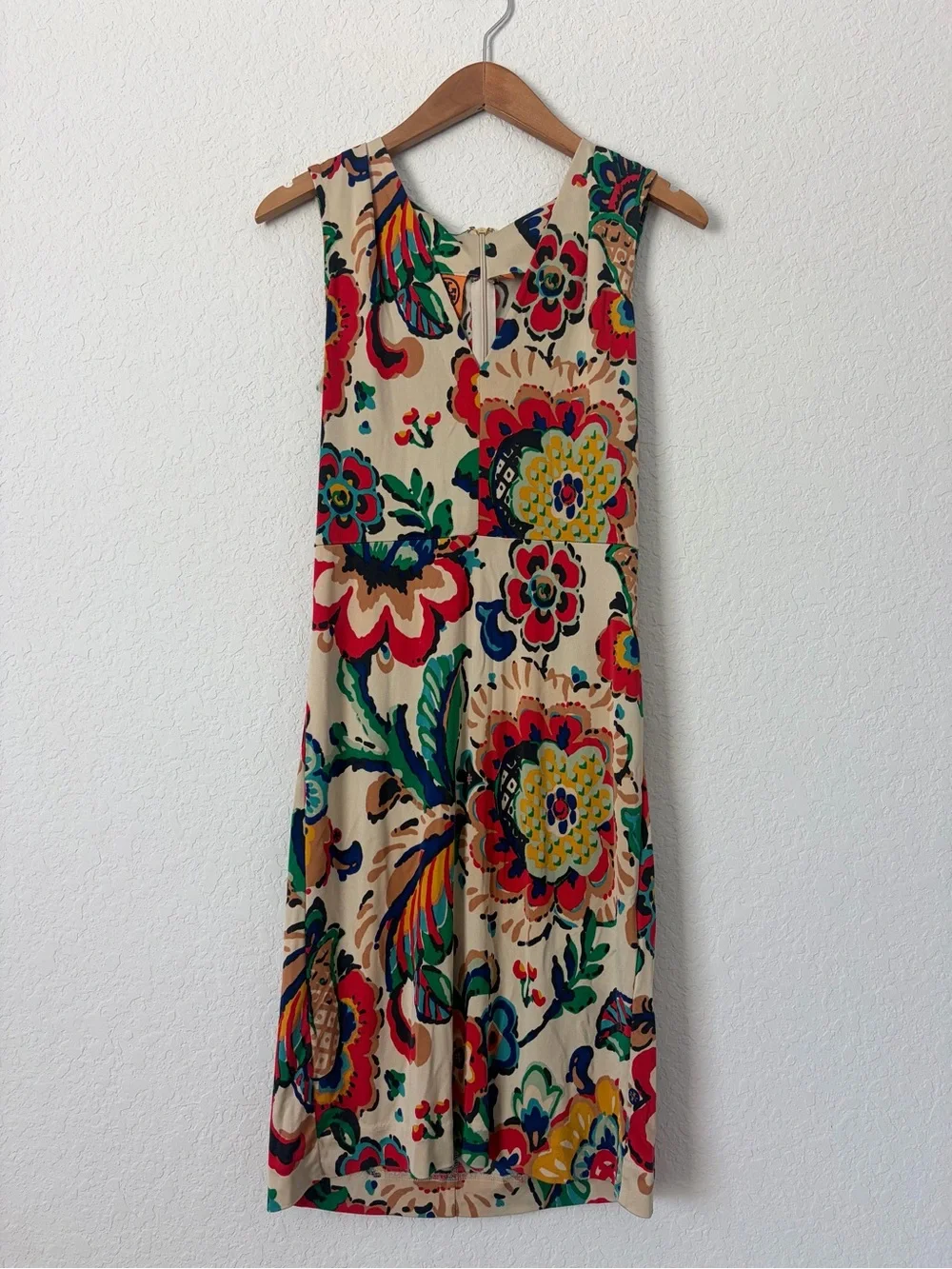 Tory Burch S Floral Sleeveless Midi Dress in Cream with Multicolor Print